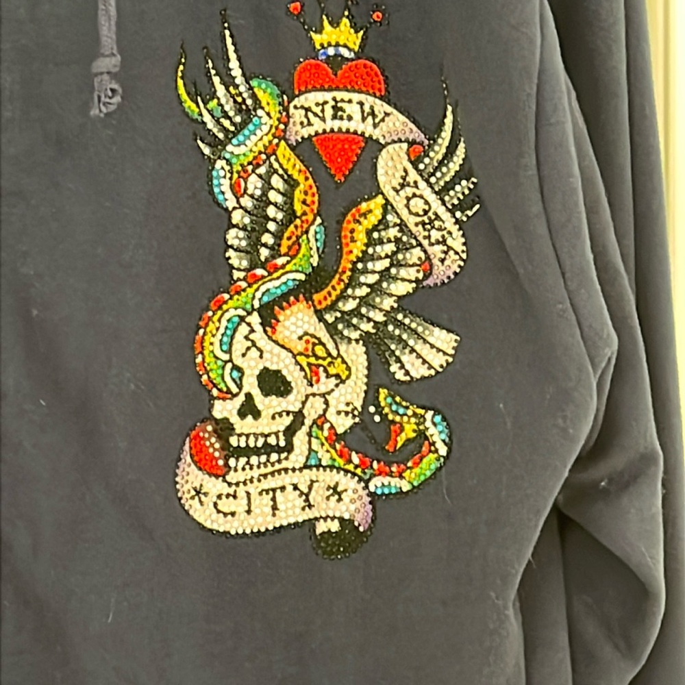 NWT Christian Audigier Navy NYC Ed Hardy Design Zip Up Hoodie XL - Picture 5 of 8